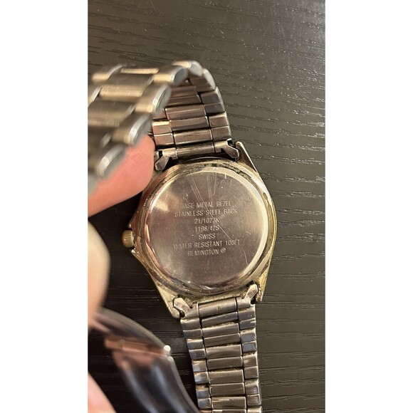 Vtg Remington Swiss Watch Men Silver Tone Wind Untested As Is - Picture 5 of 5